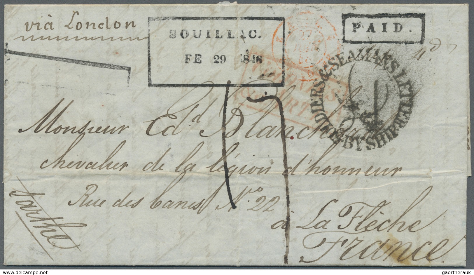 Br Mauritius: 1848. Stampless Envelope Written From 'Ile Maurice Dated '27th Feb 1848' Addressed To Fra - Maurice (...-1967)