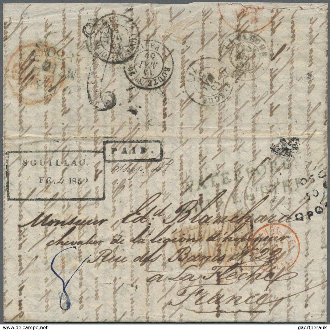 Br Mauritius: 1850. Stampless Envelope Written From Bel Air Dated ‘2nd Feb 1850’ Addressed To France Wi - Mauritius (...-1967)