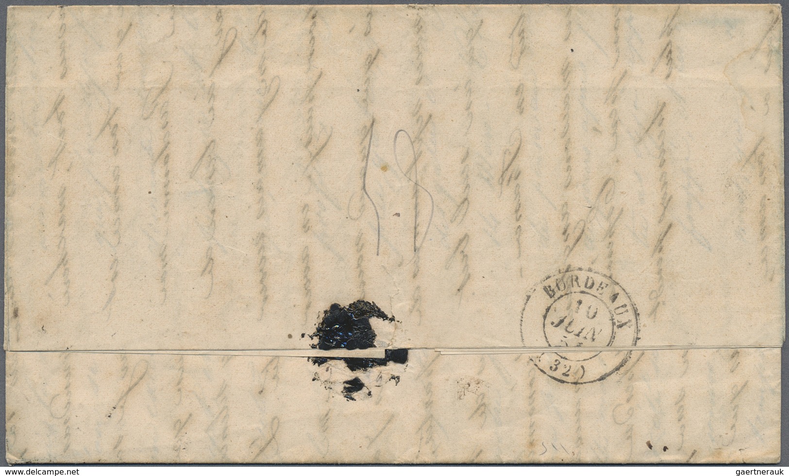 Br Mauritius: 1851. Stampless Envelope To France Written From Port Louis Cancelled By 'Crown/Mauritiul - Mauritius (...-1967)