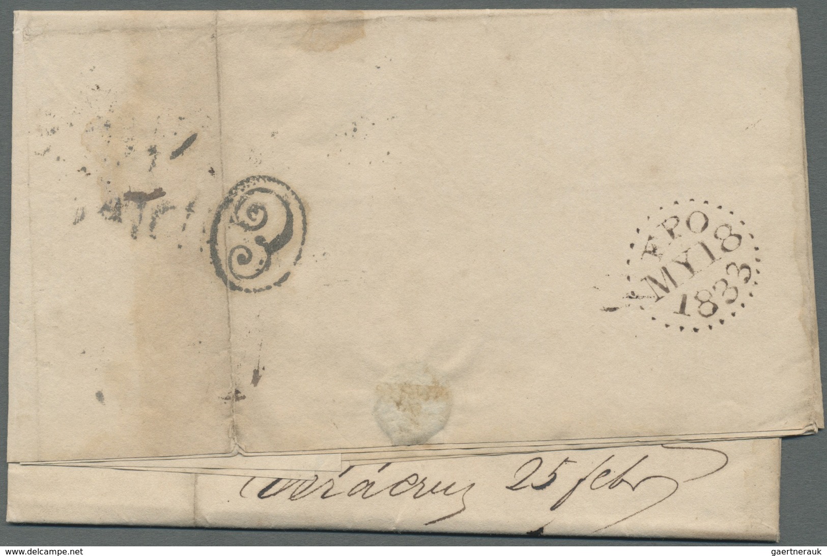 Br Mexiko: 1833. Stampless Envelope (fold) Written From Vera Cruz Dated '25th Feb 1833' Addressed To Lo - Mexico