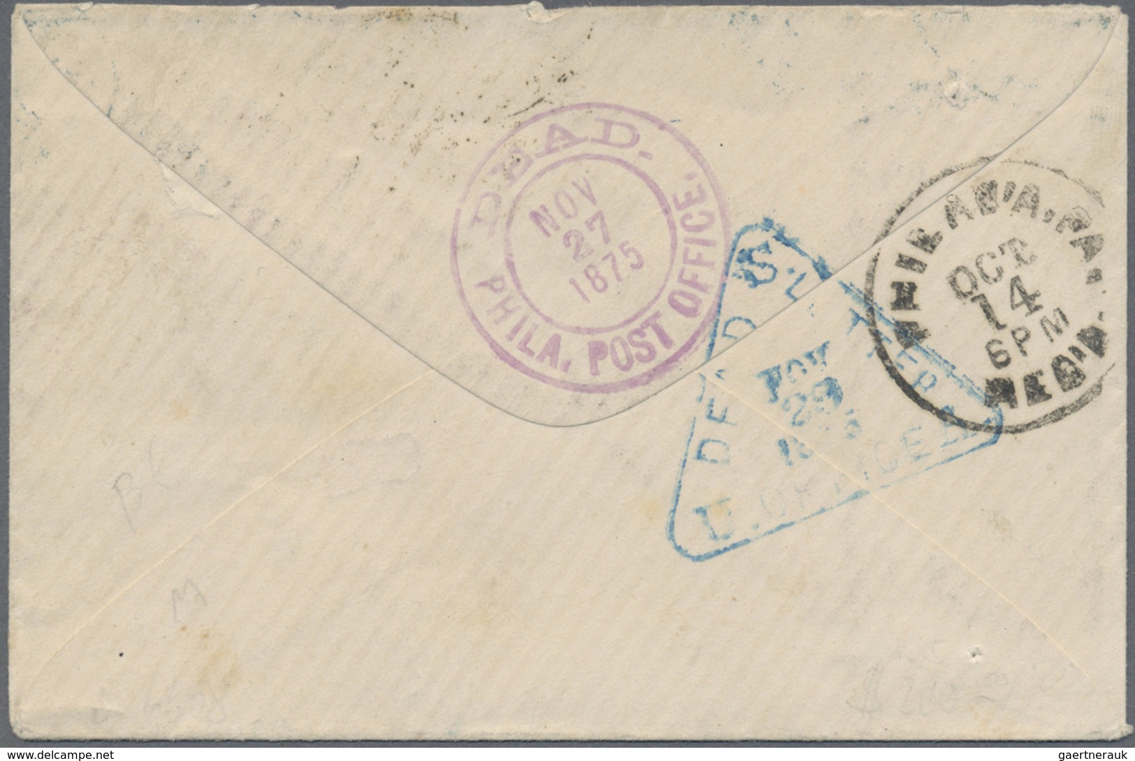 Br Mexiko: 1874, Hidalgo 25 C Blue On Thin Paper, Overprinted "31 75 PUEBLA" On Envelope Sent Via New Y - Mexico