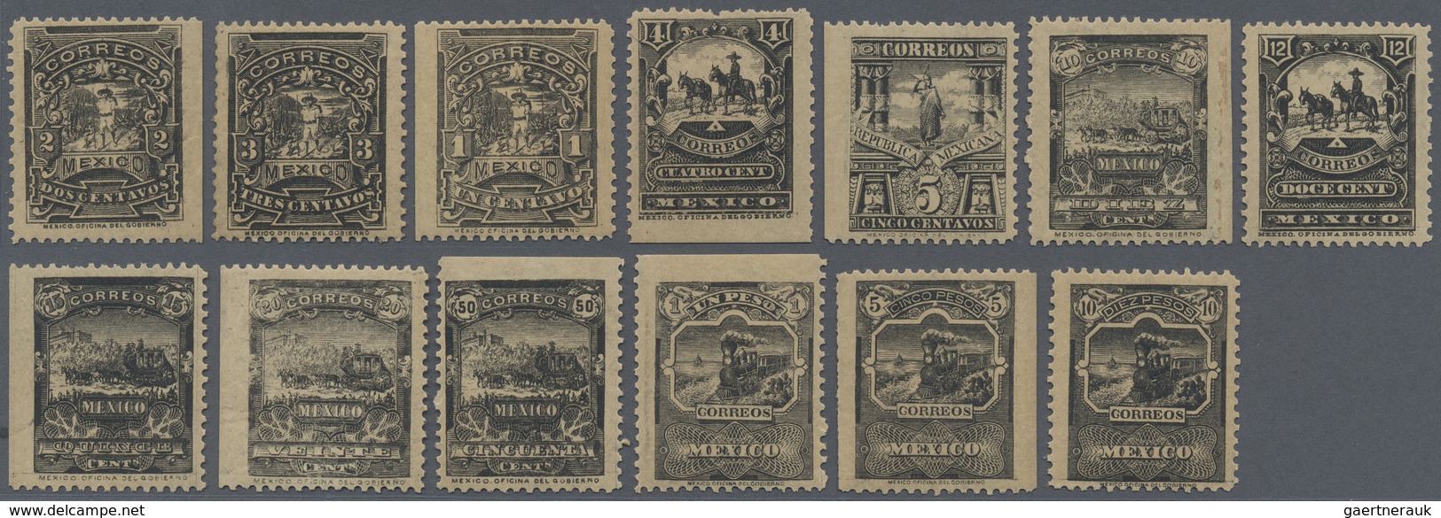 **/* Mexiko: 1895, Definitives "Postal Transportation", 1c. To 10p., Complete Set Of 13 Values As Perfora - Mexico