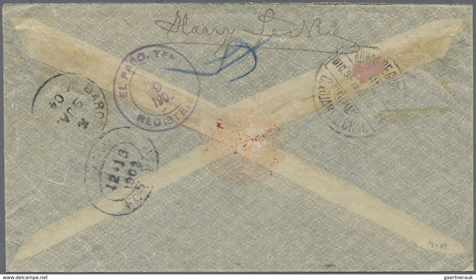Br Mexiko: 1903 Registered Cover From Chihuahua To Baroda, British INDIA Via El Paso, New York, Brindis - Mexico