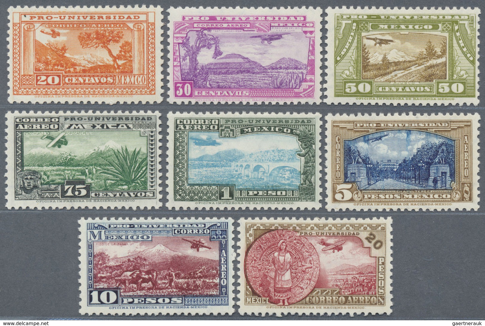 * Mexiko: 1934, Airmails 20c. To 20p., Set Of Eight Values, Fresh Colours, Well Perforated, Mint O.g. - Mexico