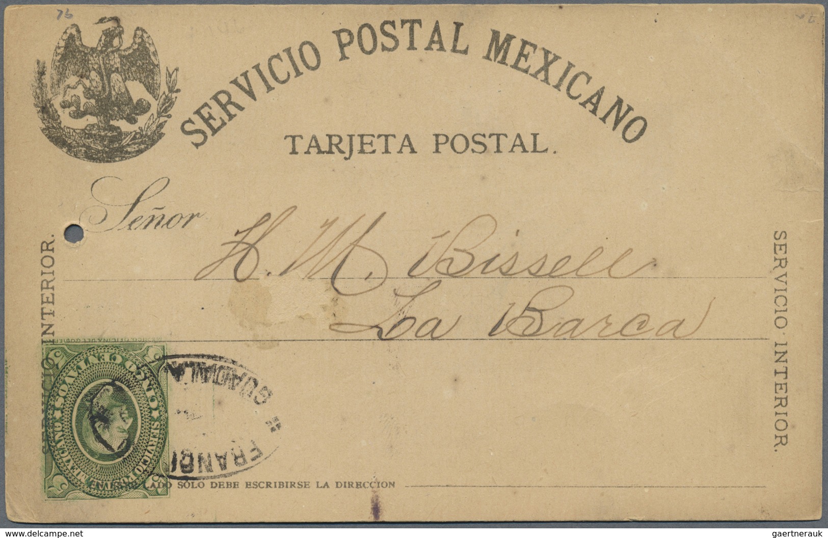 GA Mexiko - Ganzsachen: 1885, Stationery Card With INVERTED Denomination Imprint 5 C Green On Left Bott - Mexico