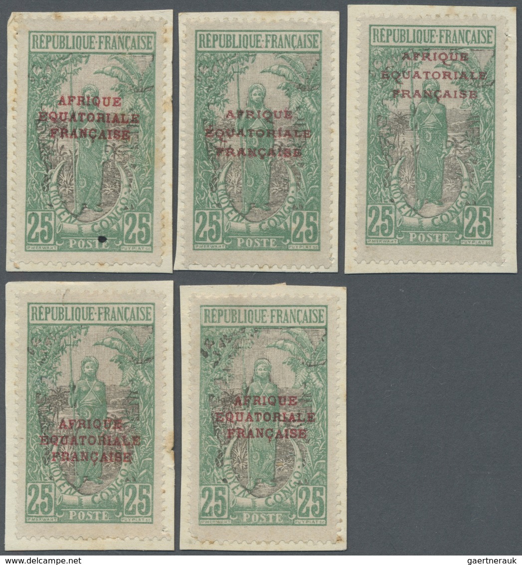 Brfst Mittelkongo: 1924, 25 C. Green/gray With Overprint, Five Different Overprint Types In Red Unused On - Andere & Zonder Classificatie