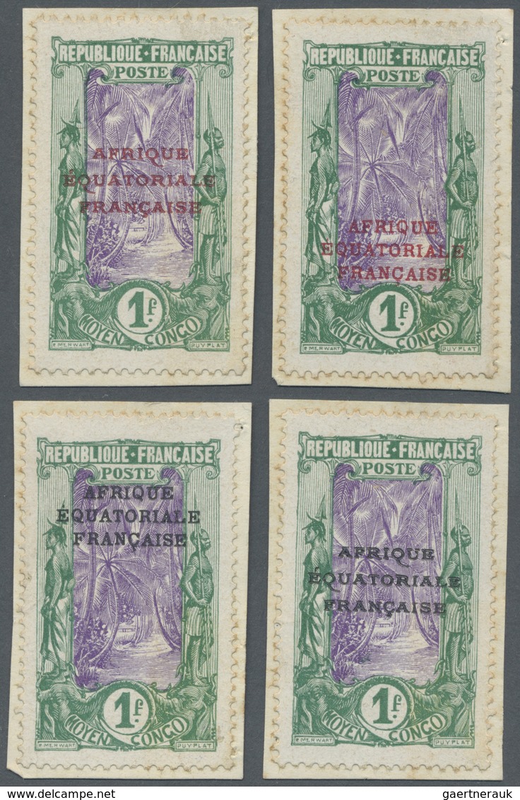 Brfst Mittelkongo: 1924, 25 C. Green/purple With Overprint, Four Different Overprint Types. Two In Red And - Andere & Zonder Classificatie