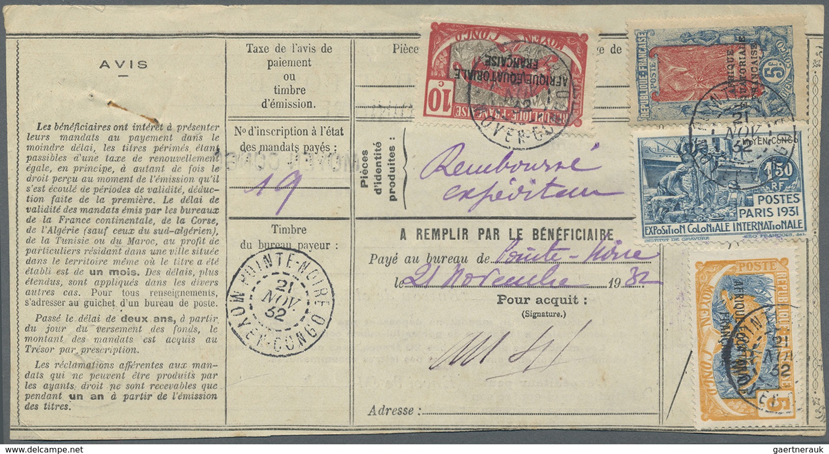 Br Mittelkongo: 1932, 5 C, 10 C And 5 Fr Definitives Together With 1,50 Fr Colonial Exhibition, Mixed F - Autres & Non Classés