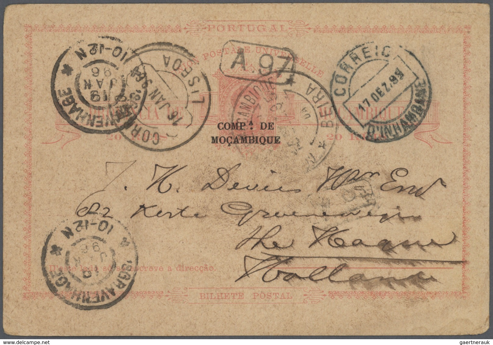 GA Mocambique - Provinzausgaben: Mocambique-Gesellschaft: 1893/96, Fine group of six stationery cards: