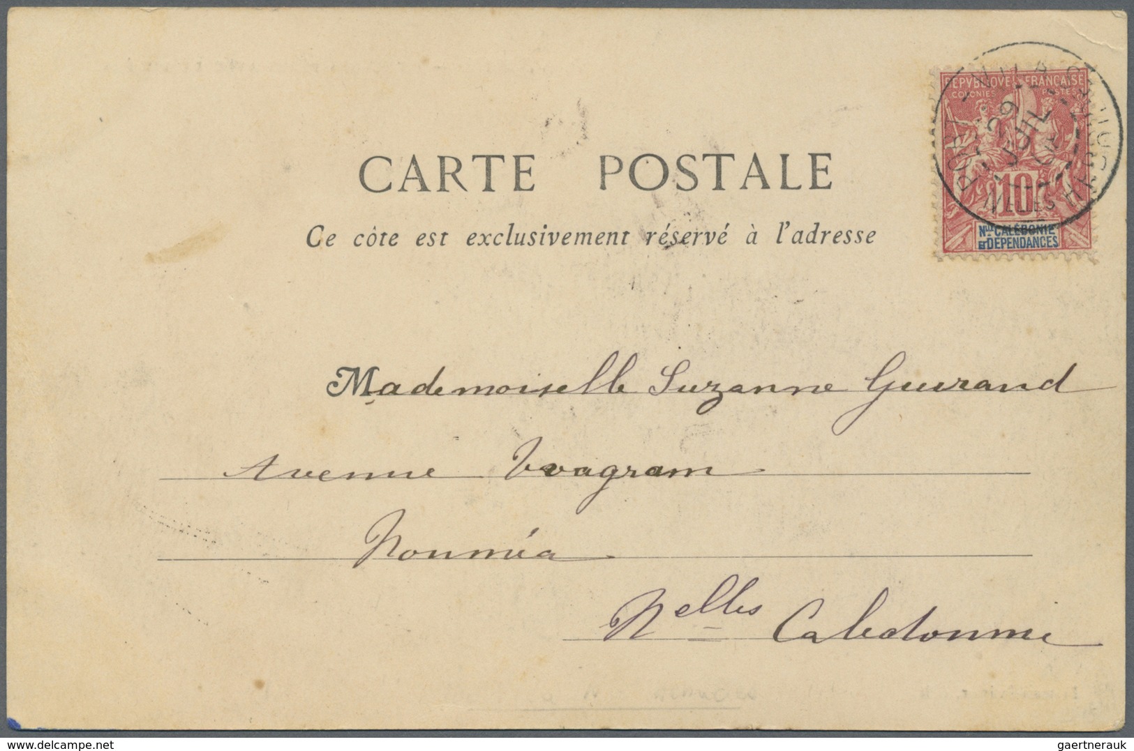 Br Neue Hebriden: 1908. Picture Post Card Addressed To Noumea Bearing New Caledonia Yvert 60, 10c Rose - Autres & Non Classés