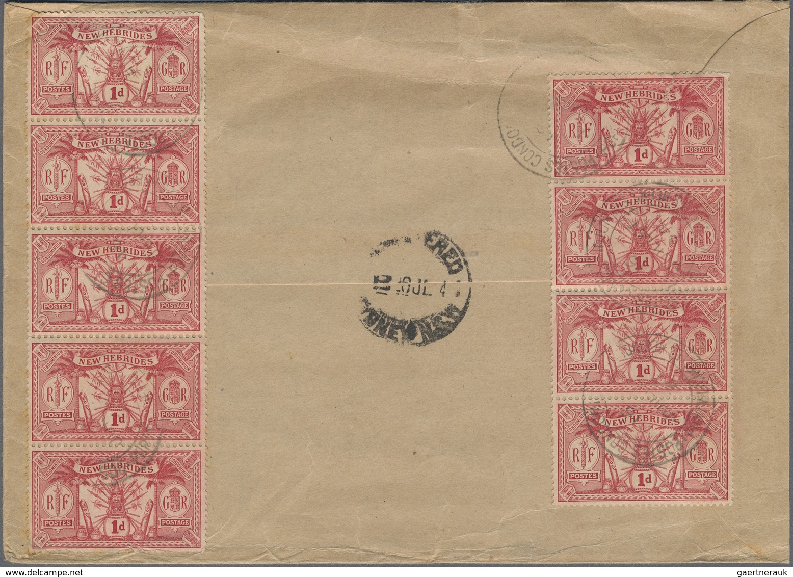 Br Neue Hebriden: 1924. Registered Envelope To Australia Bearing New Hebrides SG 36, 1 D Scarlet (15) T - Andere & Zonder Classificatie