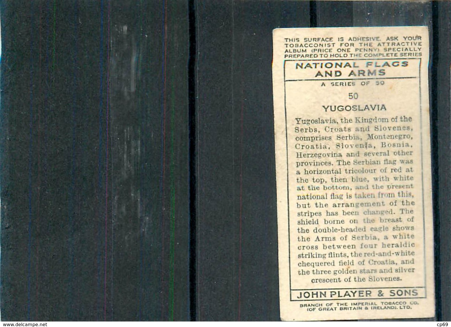 Image Player's Cigarettes A Series Of 50 N°50 National Flags And Arms Yugoslavia Drapeau De La Yougoslavie Texte Au Dos - Player's