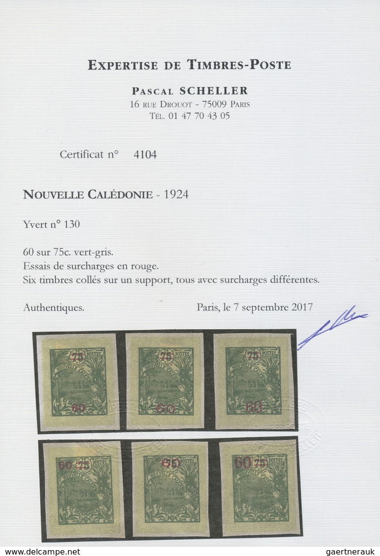 (*) Neukaledonien: 1924, 60 C. On 75 C. Gray-green With Overprint, Six Different Overprint Types In Red - Andere & Zonder Classificatie