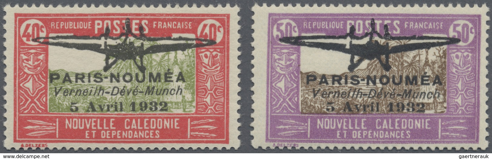 * Neukaledonien: 1932, Erstflug Paris-Noumea, Komplette Ausgabe, Ungebraucht Mit Orginalgummi Und Falz - Autres & Non Classés