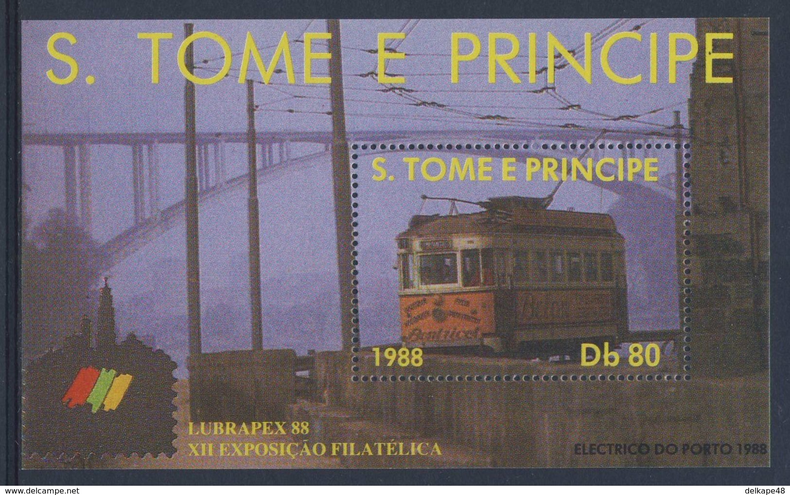 Sao Tomé E Principe 1988 B 177 - Mi 1042 ** Tram / Straßenbahn / Tramwat / Elétricos Do Porto - LUBRAPEX '88 - Strassenbahnen