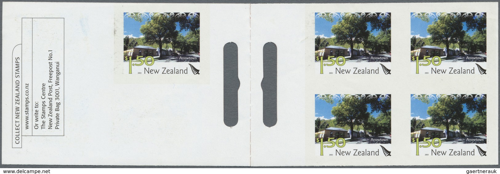 ** Neuseeland: 2003, $1.50 Landscapes "Arrowtown", Booklet Of Five Stamps, Showing Variety "die Cutting - Neufs