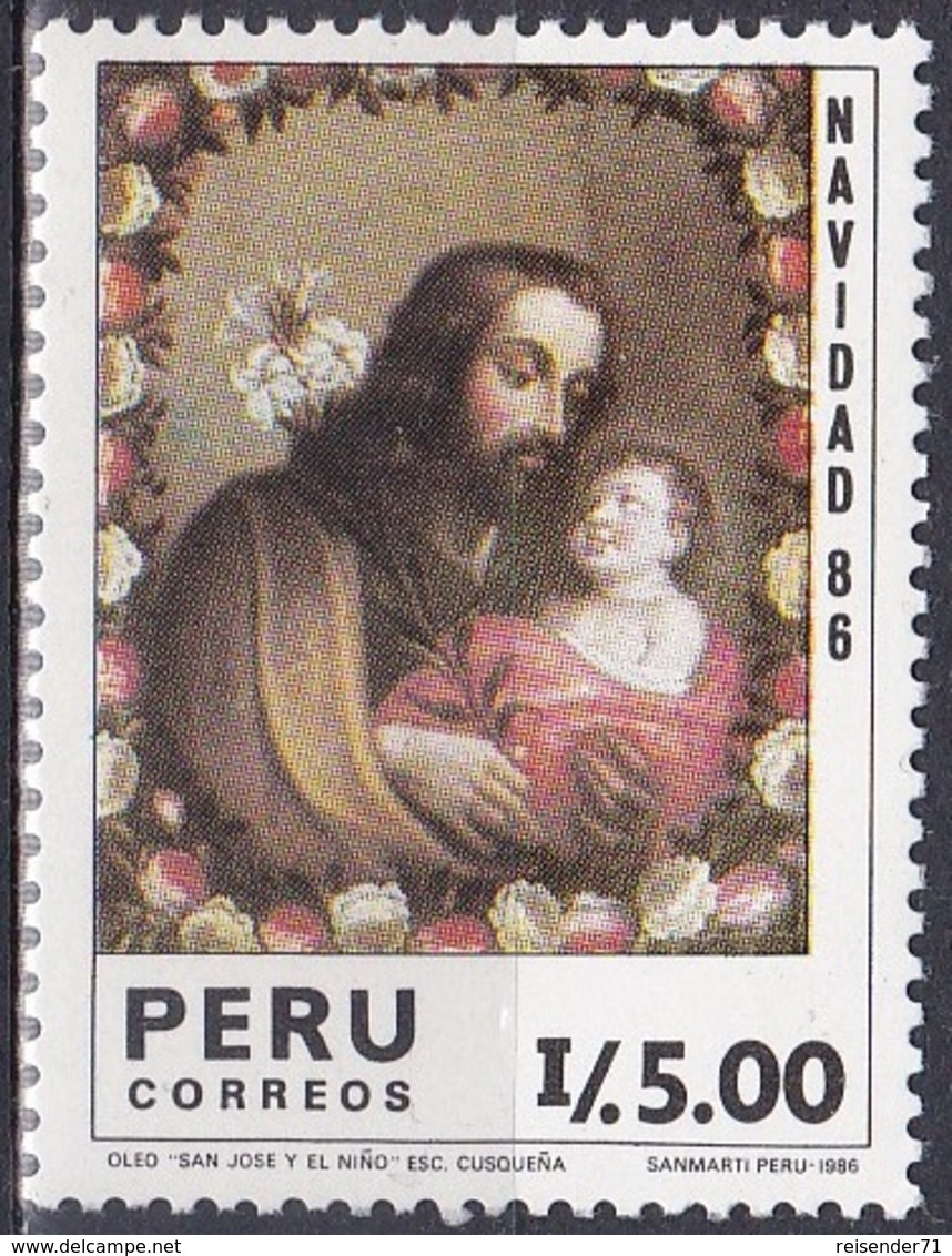 Peru 1986 Religion Christentum Weihnachten Christmas Noel Navidad Natale Kunst Kultur Gemälde Paintings, Mi. 1347 ** - Peru