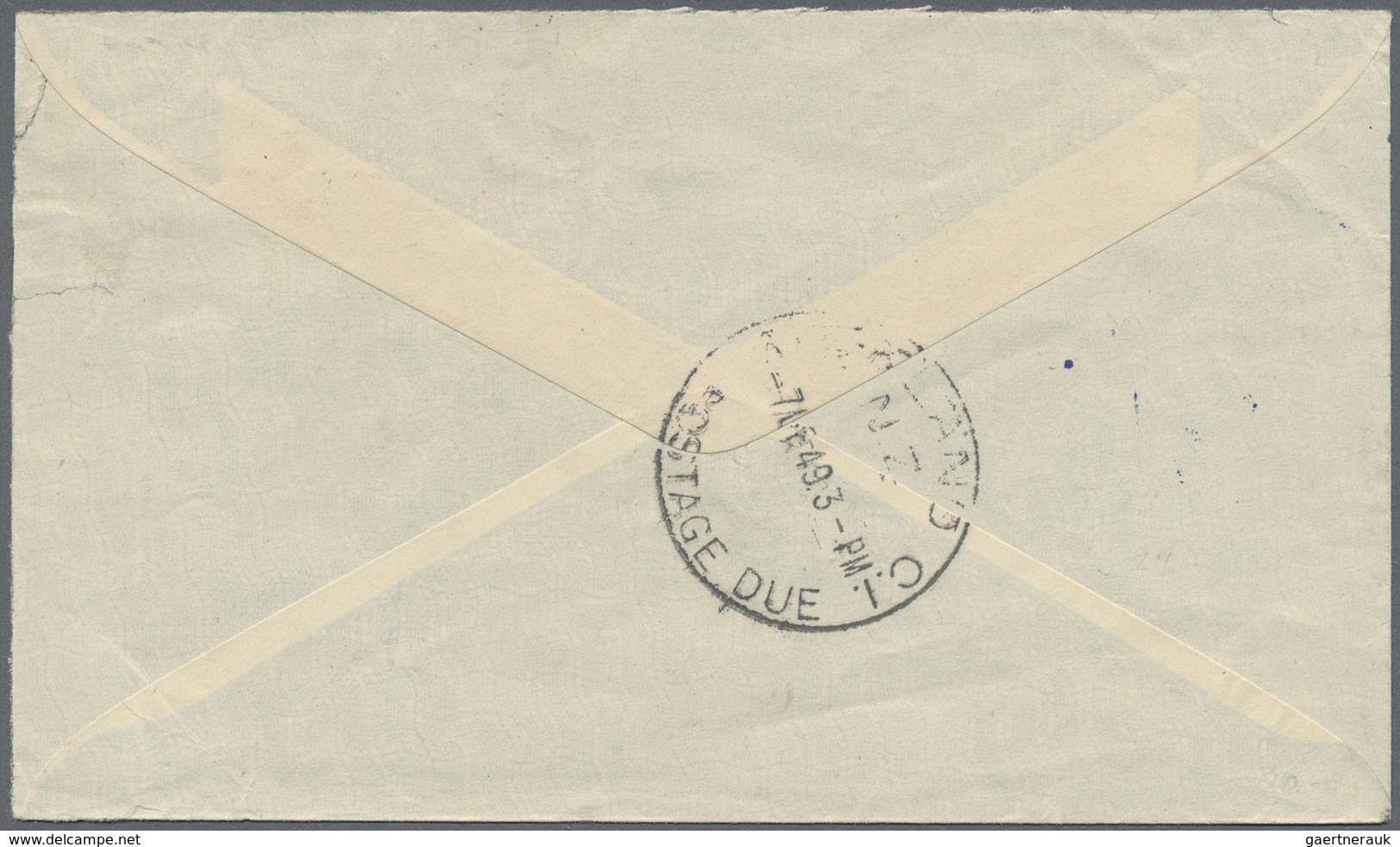 Br Neuseeland - Portomarken: 1949. Envelope (creases And Tears) Addressed To New Zealand Bearing Fiji S - Timbres-taxe