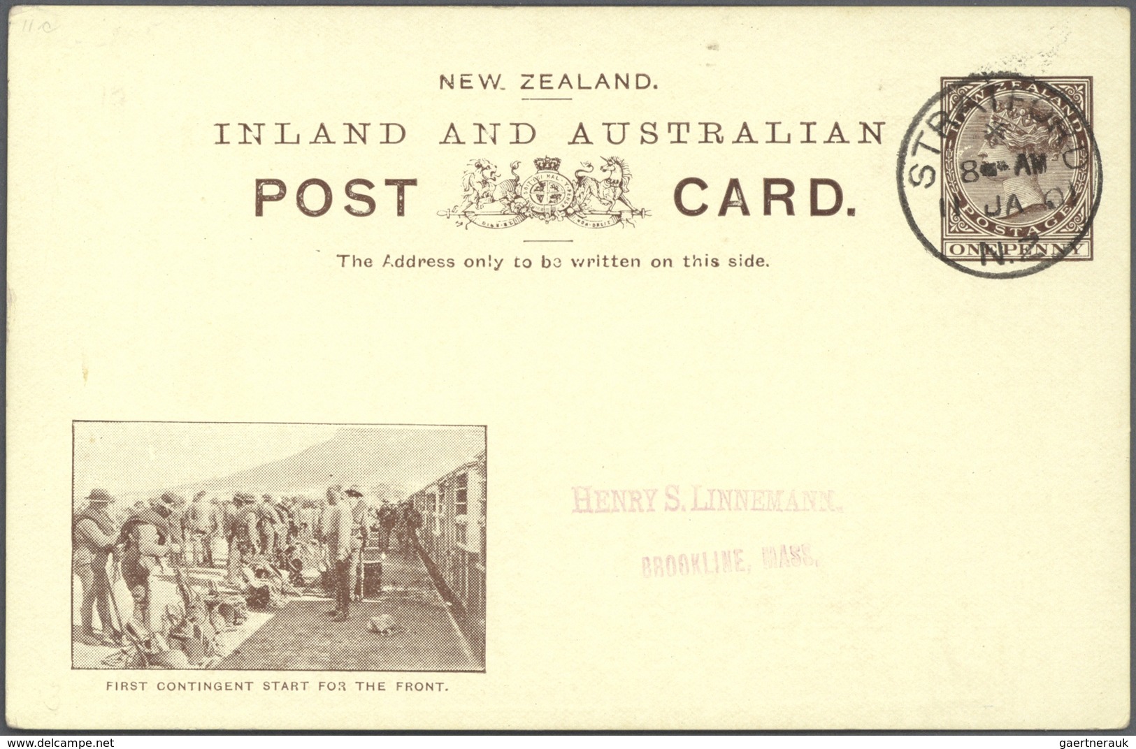 GA Neuseeland - Ganzsachen: 1900/1901, pictorial stat. postcards QV 1d. brown on creme stock twelve dif