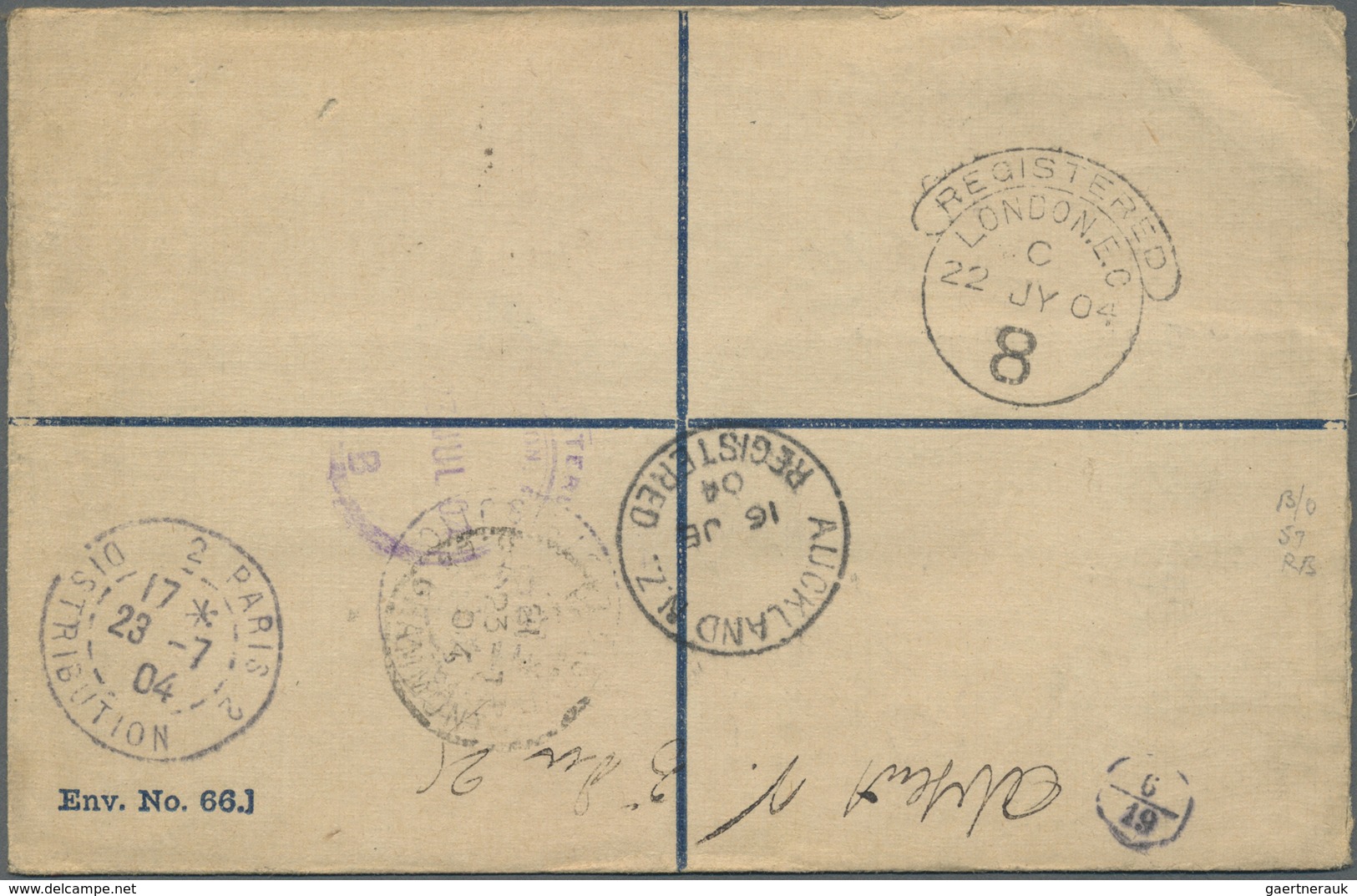 GA Neuseeland - Ganzsachen: 1904 (14.6.), Registered Letter KEVII 3d. Blue Uprated With Horiz. Pair 1d. - Postal Stationery