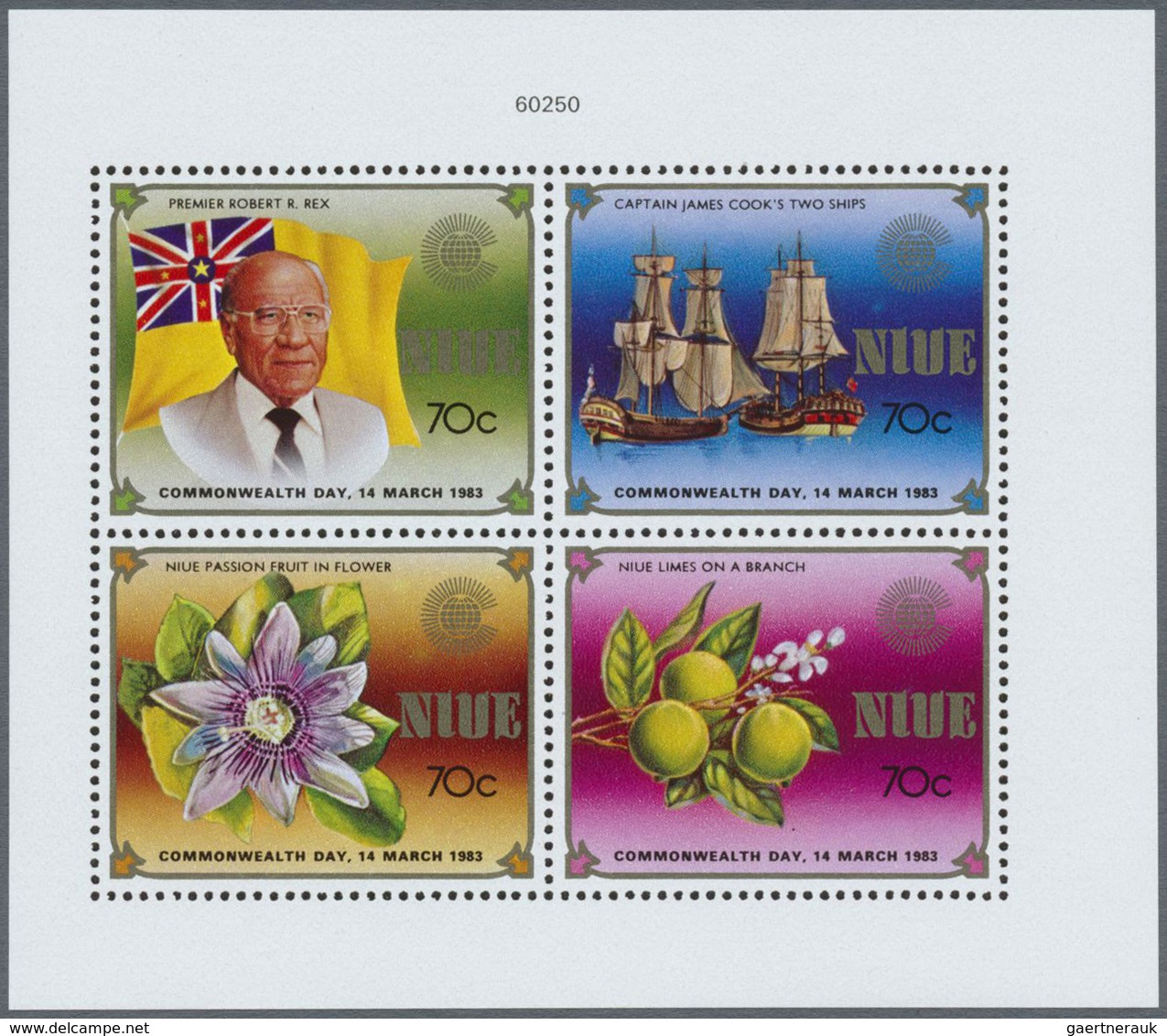 ** Niue: 1983, Commonwealth Day Se-tenant Set Of Four In Two IMPERFORATE PROOF Sheetlets Incl. One With - Niue