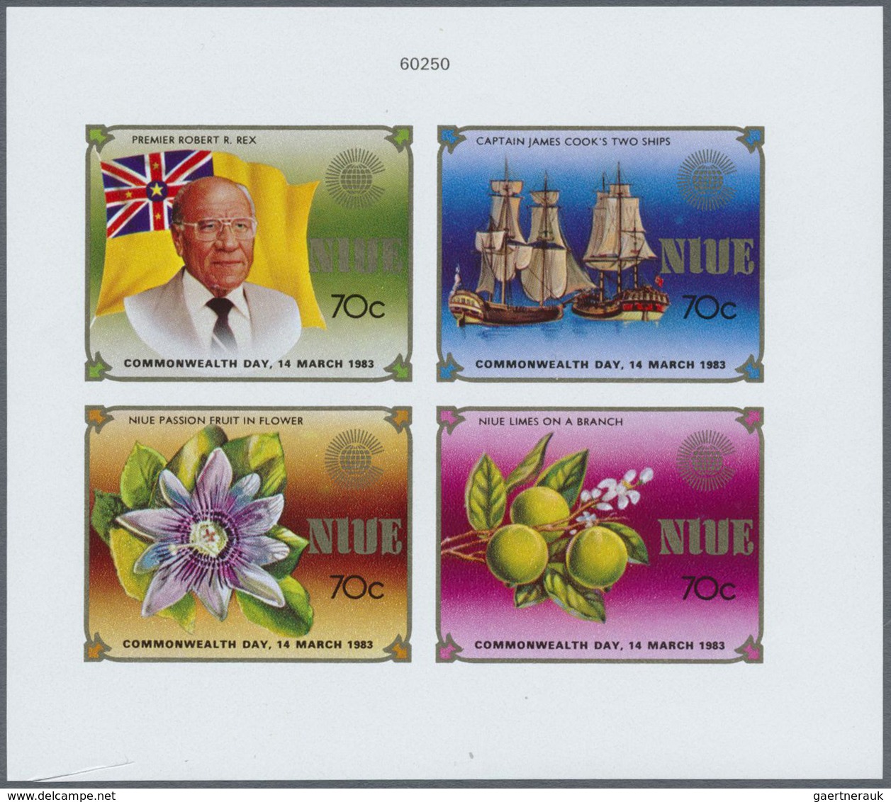 ** Niue: 1983, Commonwealth Day Se-tenant Set Of Four In Two IMPERFORATE PROOF Sheetlets Incl. One With - Niue