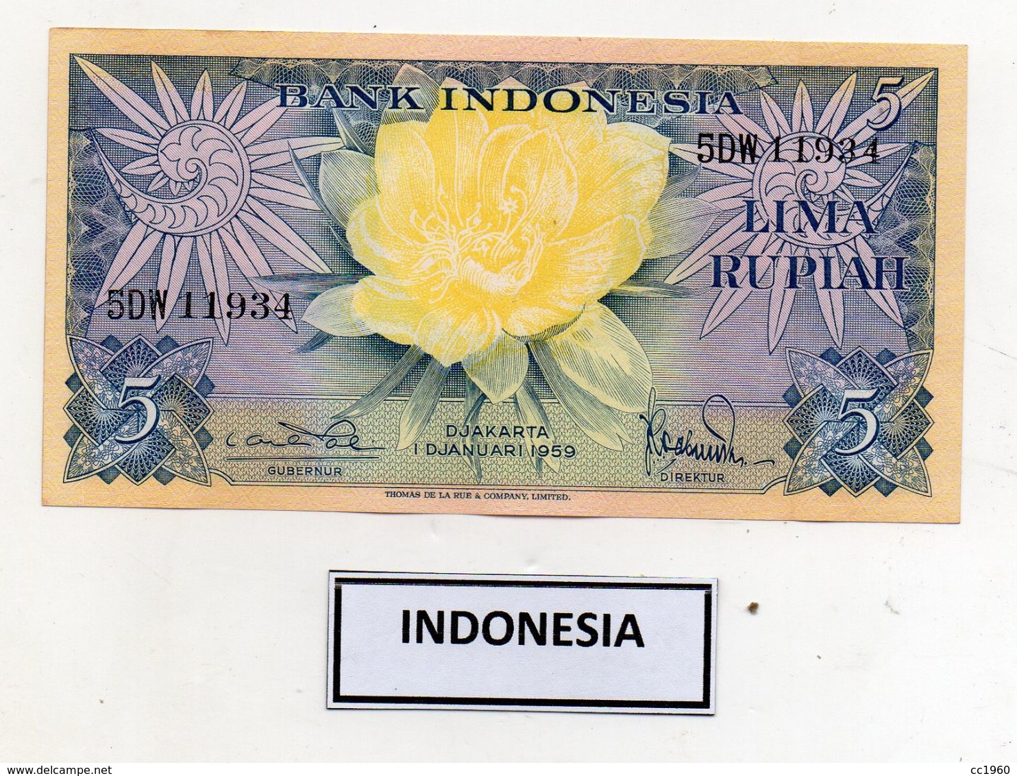 Indonesia - 1959 - Banconota Da 5 Rupie - Nuova - (FDC8069) - Indonesia