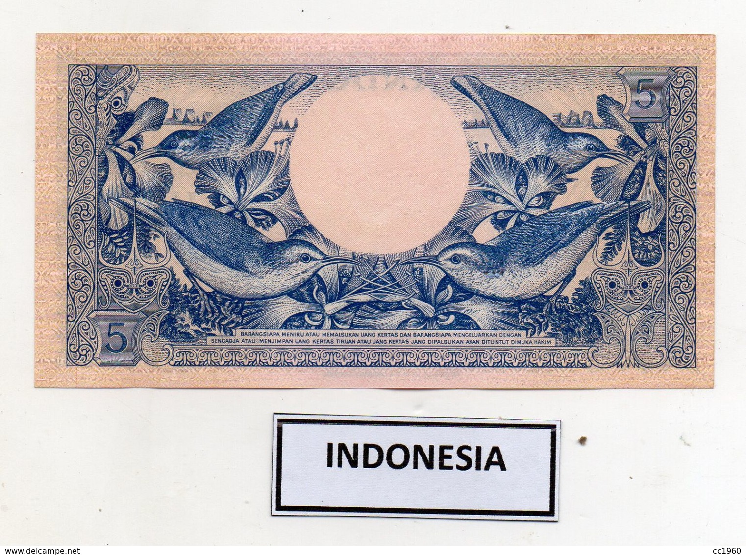 Indonesia - 1959 - Banconota Da 5 Rupie - Nuova - (FDC8069) - Indonesia