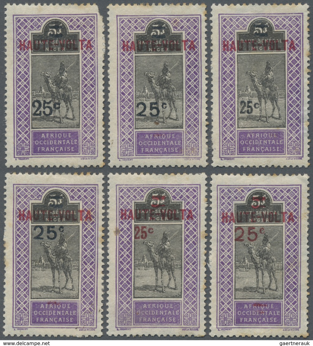 Brfst Obervolta / Burkina Faso: 1922, 25 C. On 5 F. Violet/black Tuareg With Overprint, Six Different Over - Burkina Faso (1984-...)