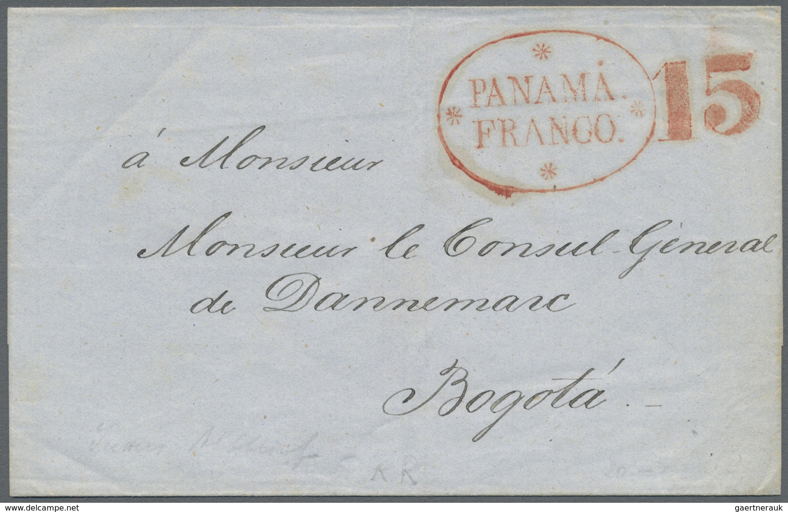 Br Panama: 1840 (ca.), Pre-philatelic Folded Entire With Very Fine Red Oval 'PANAMA / FRANCO' Marking W - Panama