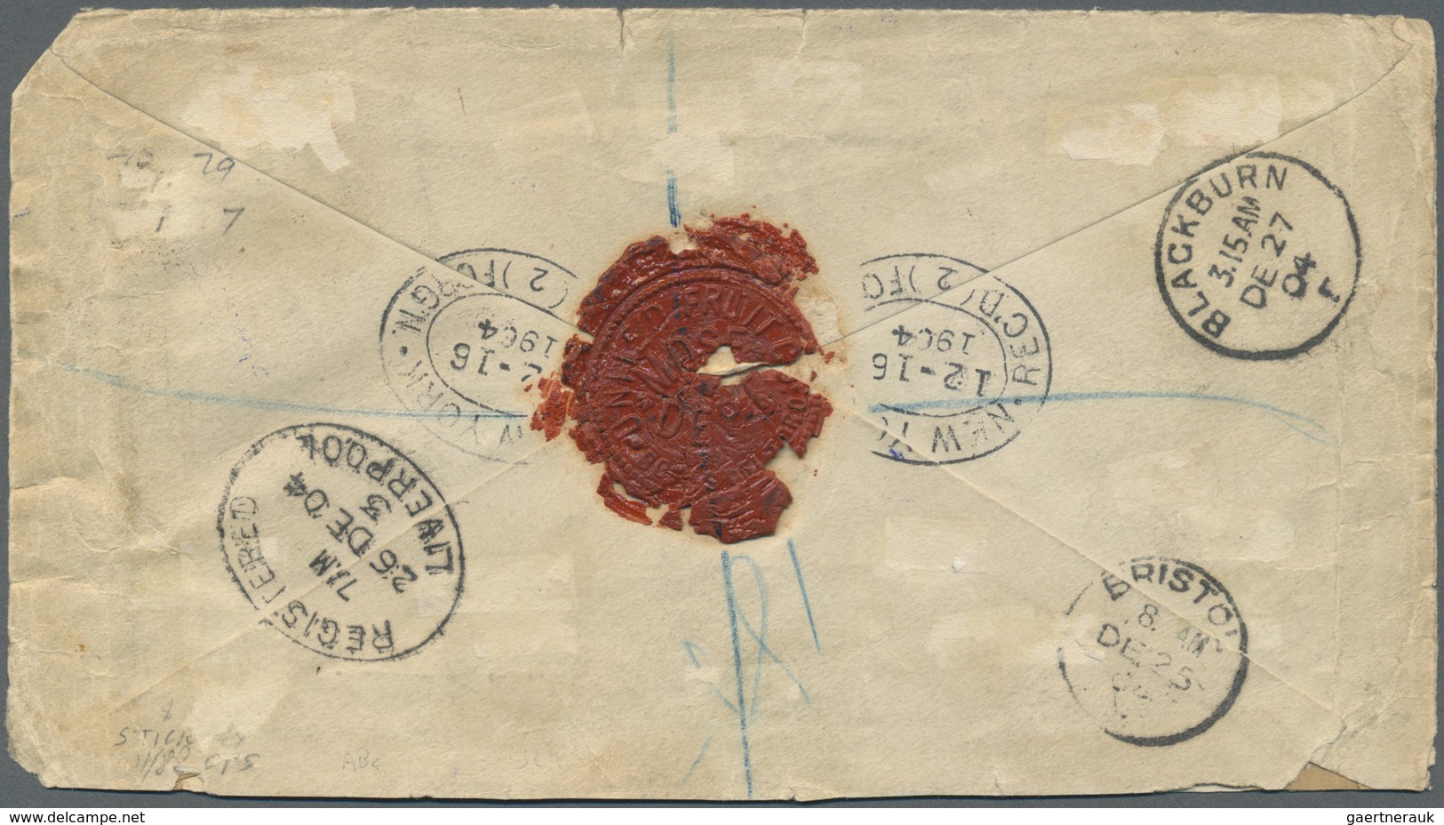 Br Panama: 1904. Registered Envelope (minor Faults) Addressed To England Bearing Panama Yvert 15, 5c Bl - Panama