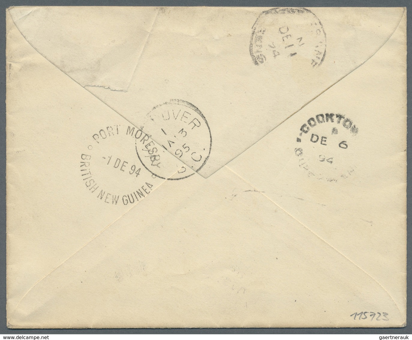 Br Papua: QUEENSLAND Used In BNG 1894, 2 1/2d Rose QV Used On Cover With 8-bar "BNG" (Port Moresby) To - Papoea-Nieuw-Guinea