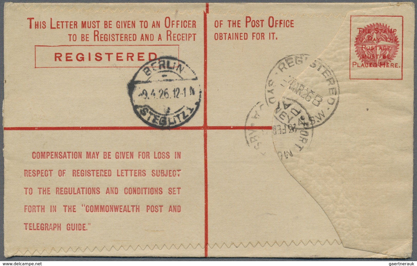 GA Papua: 1926 (23.2.), Registered Letter Lakatoi 4d Orange Uprated With Lakatoi 2d Purple/lake Used Wi - Papouasie-Nouvelle-Guinée