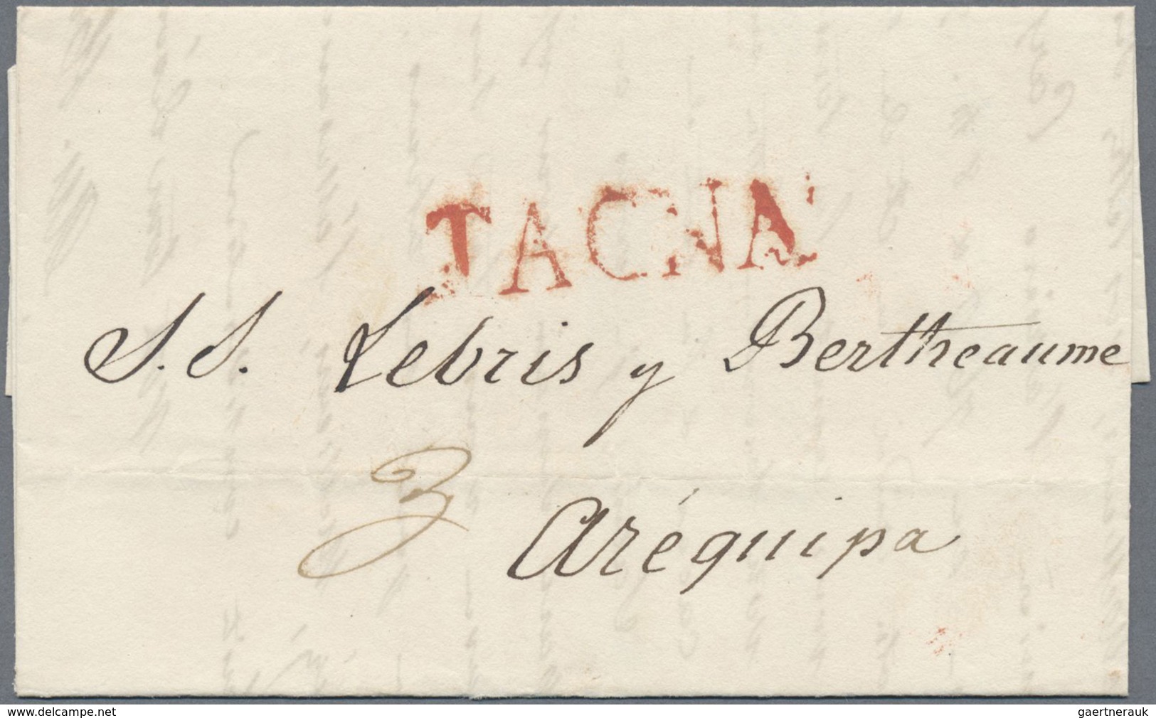 Br Peru: 1800/1831, Three Complete Folded Letters With One-liner LIMA (in Black) To Trujillo, TACNA And - Pérou