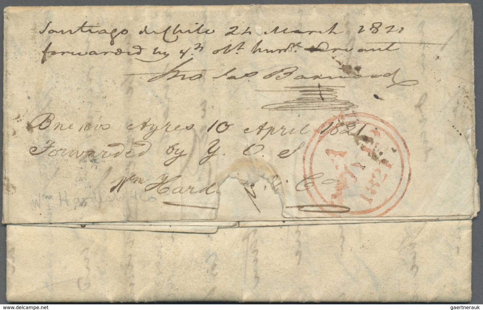 Br Peru: 1821, Folded Letter From HUAURA (near Lima) Marked With "1/5" Postal Rate And A Good Strike Of - Pérou