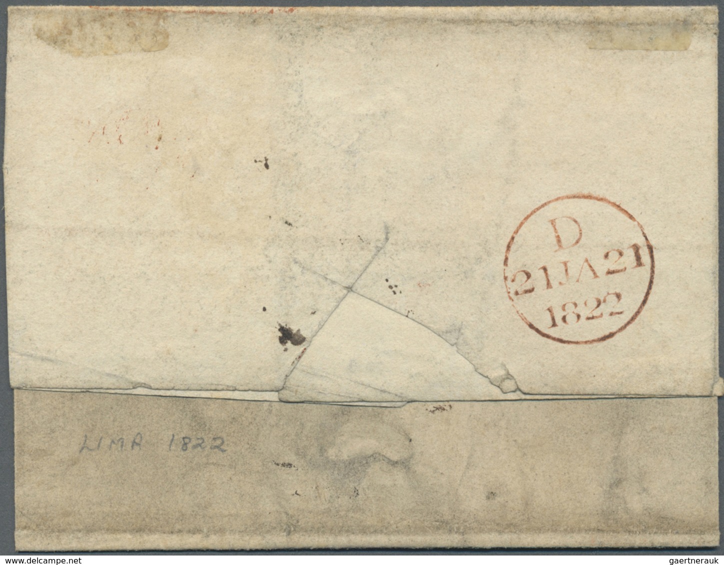 Br Peru: 1821, May 26th, At The Time Of The Liberation War Folded Letter Sheet To London With Red "PORT - Pérou