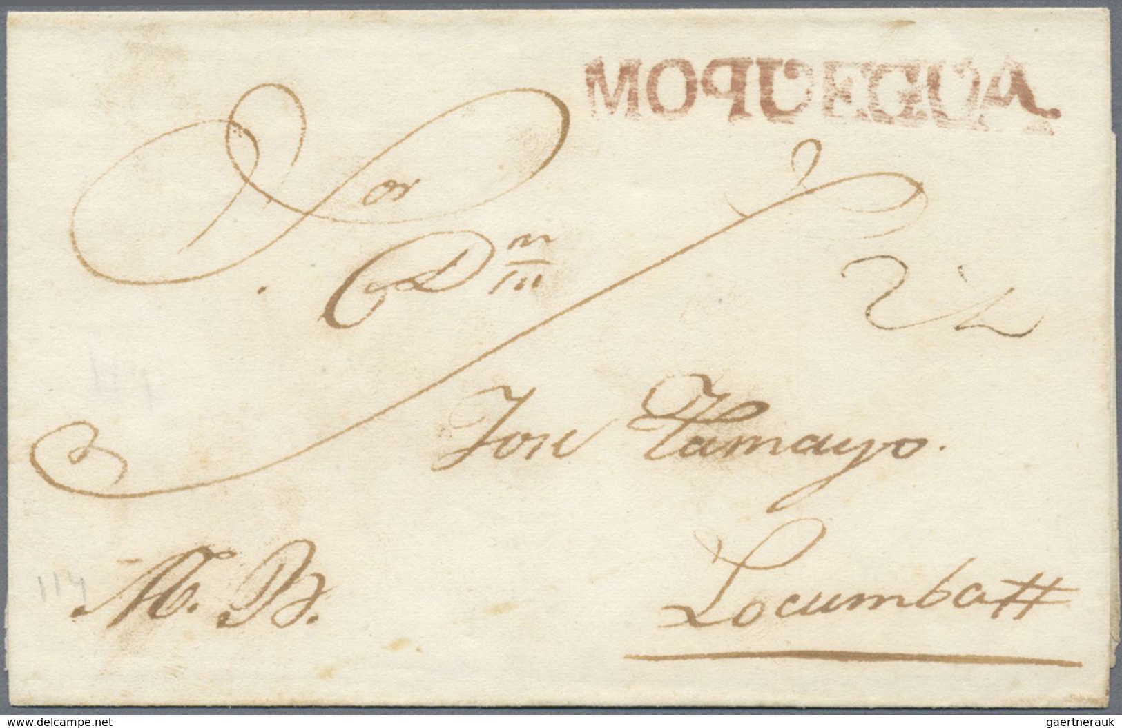 Br Peru: 1825/1830, Four Folded Letters With Black One-liners Without Text From Lima To A Colonel In A - Pérou