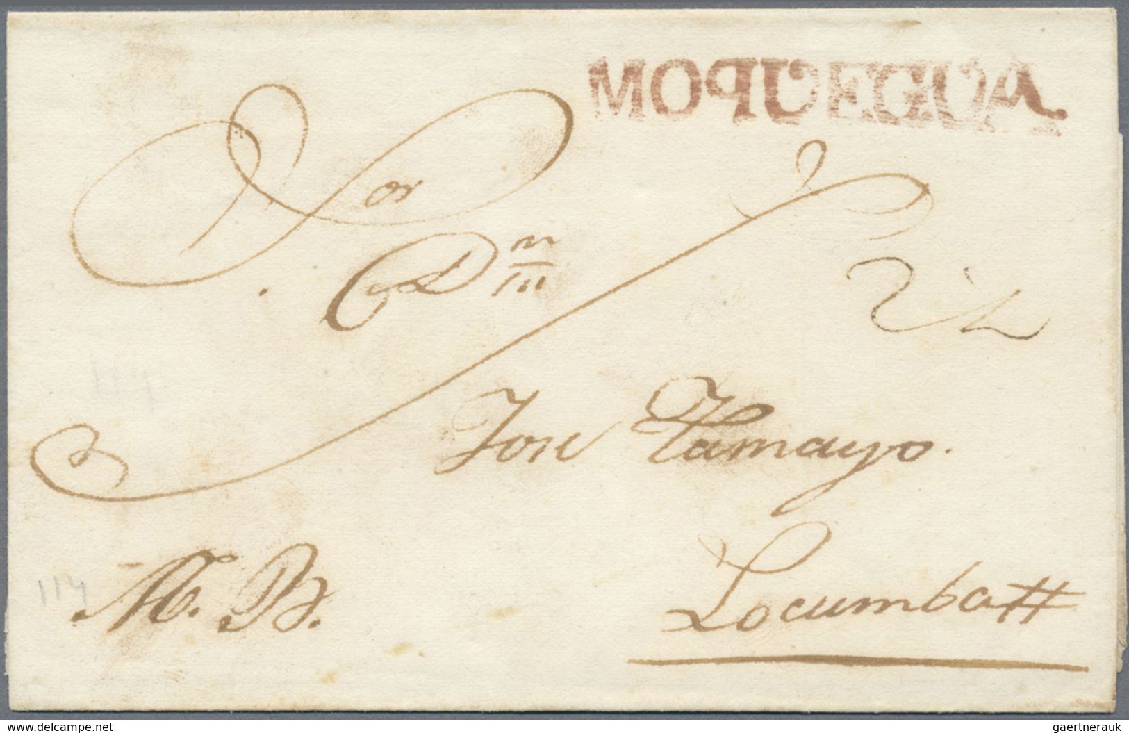 Br Peru: 1825/1830, Four Folded Letters With Black One-liners Without Text From Lima To A Colonel In A - Peru