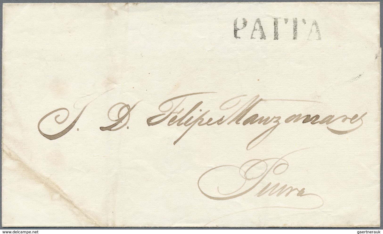 Br Peru: 1825/1830, Four Folded Letters With Black One-liners Without Text From Lima To A Colonel In A - Peru