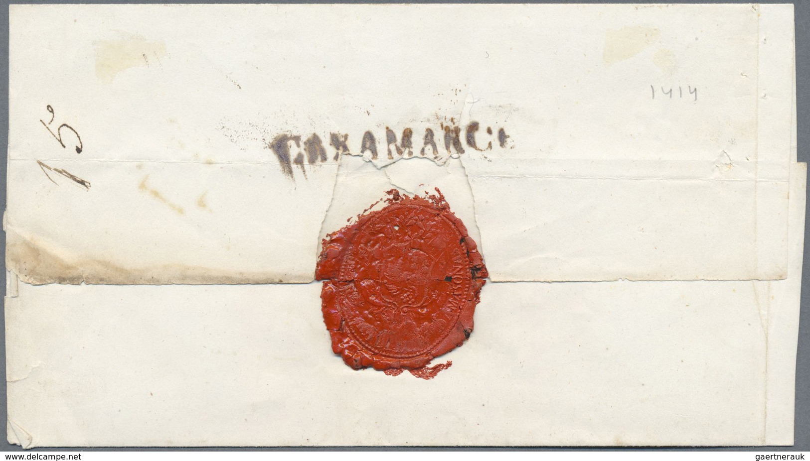 Br Peru: 1825/1830, four folded letters with black one-liners without text from Lima to a Colonel in a