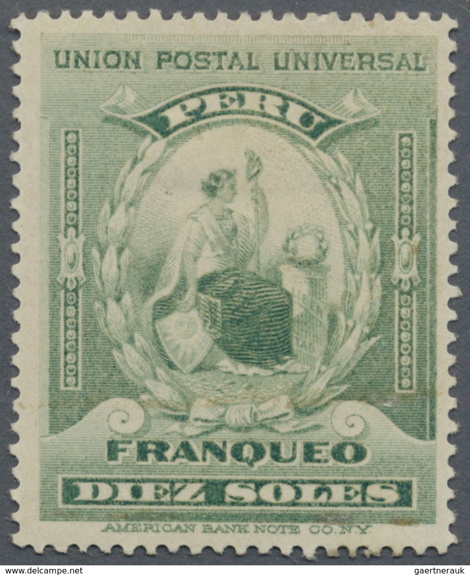 * Peru: 1899, Definitive Stamp 10c. Blue-green Mint Hinged And Signed With Raybaudi Certificate (1997) - Pérou