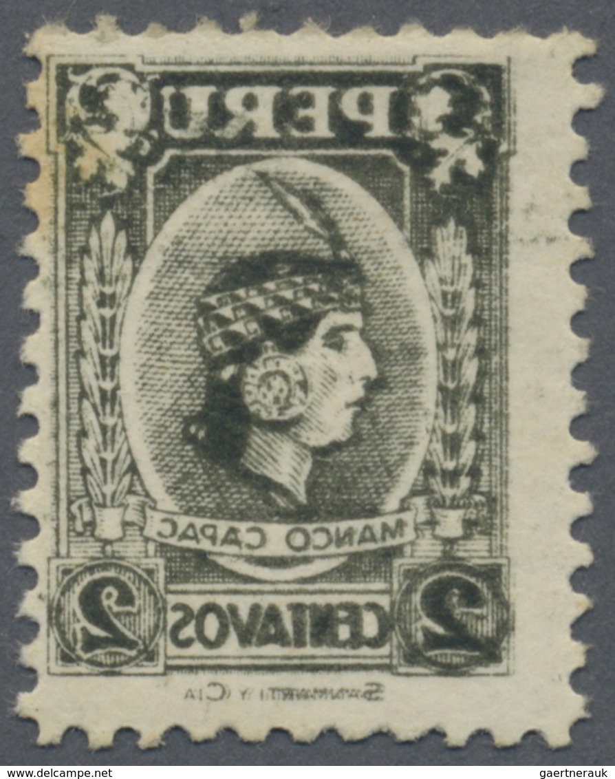 * Peru: 1931, Definitive 'Manco Capac' 2c. Black Olive REVERSED PRINTING, Unused With Some Gum Faults - Peru