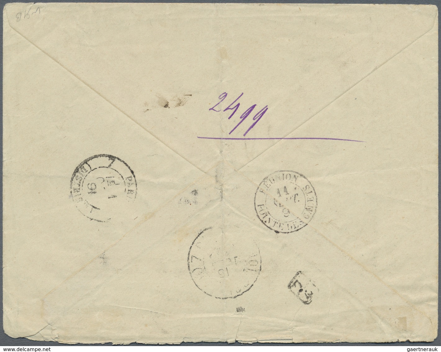 Br Reunion: 1891, 75 C. Red, 'Allegorie" Overprinted "REUNION" On Front Of A Registered Cover, Extraord - Lettres & Documents