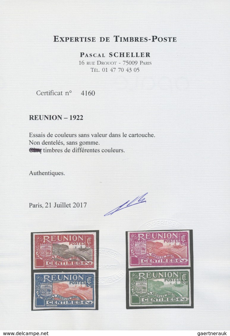 (*) Reunion: 1922, Landscapes, Four Color Proofs, Without Declaration Of Value In The Cartridge And Unpe - Brieven En Documenten