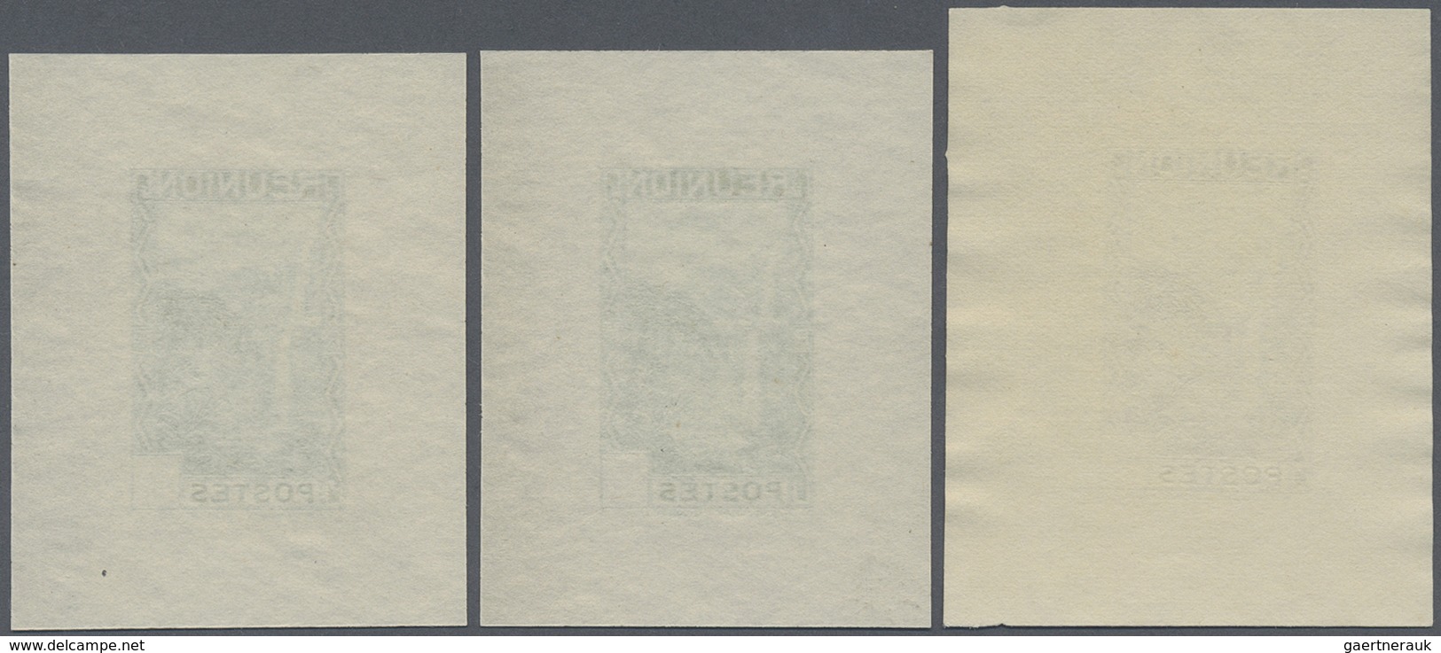 (*) Reunion: 1933, Definitives "Tourism", Design "Salazie Waterfall", Group Of Nine Single Die Proofs Wi - Covers & Documents