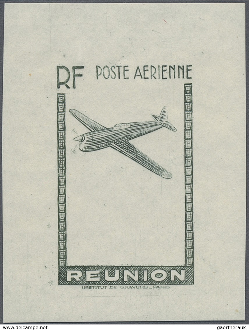 (*) Reunion: 1942, Airmails, Group Of Three Single Stage Proofs Showing Exclusively Frame And Plane, In - Brieven En Documenten