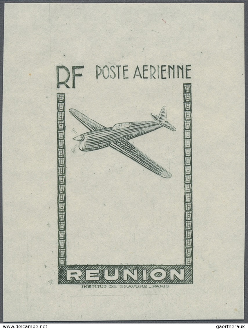 (*) Reunion: 1942, Airmails, Group Of Three Single Stage Proofs Showing Exclusively Frame And Plane, In - Lettres & Documents