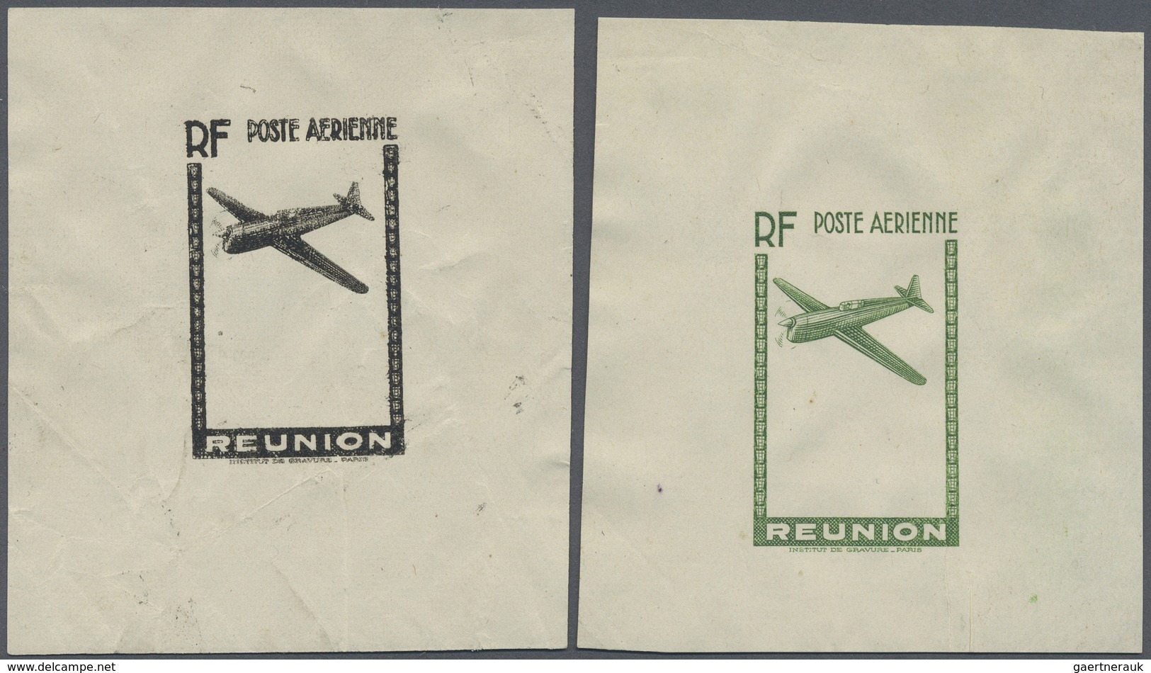 (*) Reunion: 1942, Airmails, Group Of Three Single Stage Proofs Showing Exclusively Frame And Plane, In - Brieven En Documenten