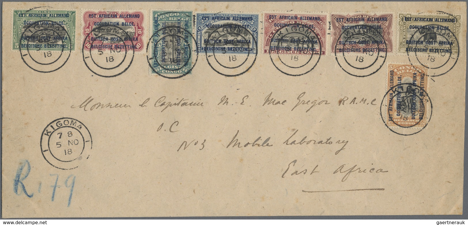 Br Ruanda-Urundi - Belgische Besetzung Deutsch-Ostafrika: 1918, Overprint Issue 5 C. - 5 Fr. Eacht Tied - Lettres & Documents