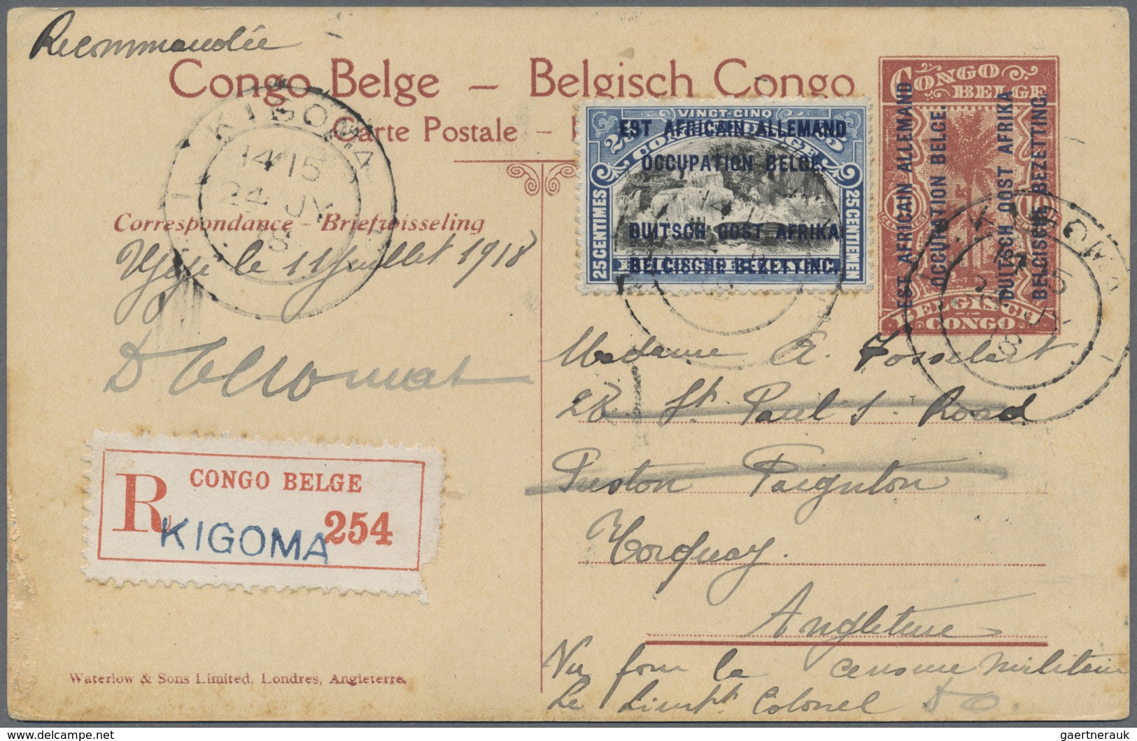 Br/GA Ruanda-Urundi - Belgische Besetzung Deutsch-Ostafrika: 1918/1919, Two Overprint Postal Stationery Pi - Lettres & Documents
